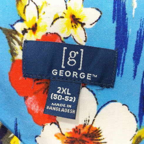 ジョージズ GEORGE 80-90s バングラデシュ製 総柄 レーヨン ショートスリーブ オープンカラーアロハシャツ メンズ 2XL