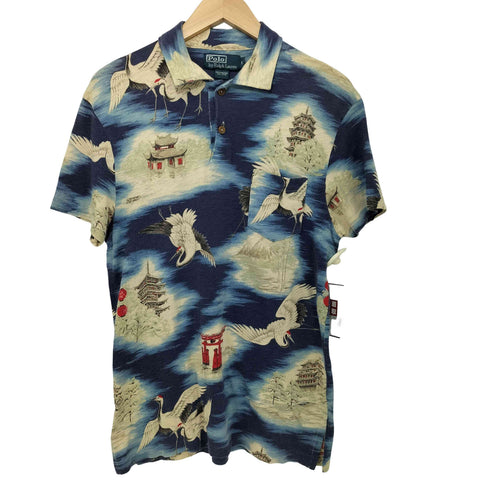 ポロバイラルフローレン Polo by RALPH LAUREN 和柄 鶴 コットンポロシャツ メンズ import:S