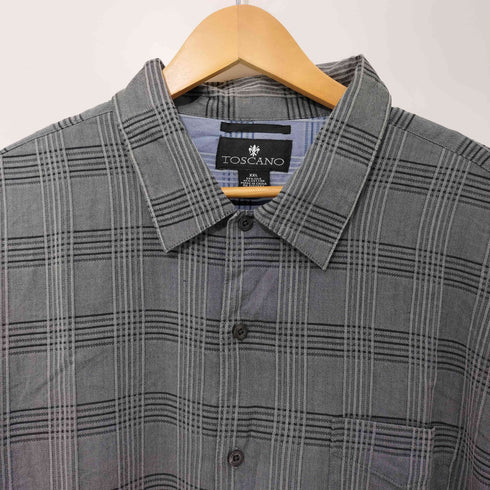 TOSCANO 80-90s シルク混 チェック柄 ショートスリーブシャツ メンズ XXL