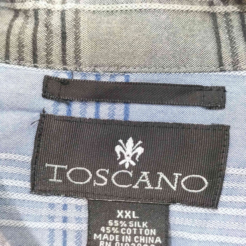 TOSCANO 80-90s シルク混 チェック柄 ショートスリーブシャツ メンズ XXL