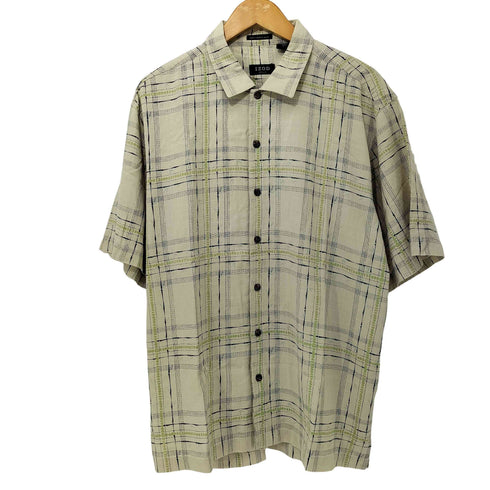 IZOD 80-90s 総シルク チェック柄 ショートスリーブシャツ メンズ import:L