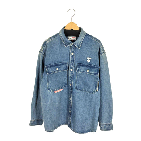 エーエイプバイアベイシングエイプ AAPE BY A BATHING APE エンボス加工 ワンポイントロゴ刺繍2Pデニムジャケット メンズ JPN:L