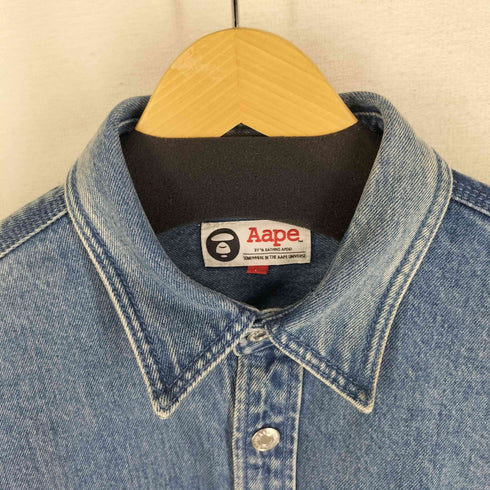 エーエイプバイアベイシングエイプ AAPE BY A BATHING APE エンボス加工 ワンポイントロゴ刺繍2Pデニムジャケット メンズ JPN:L