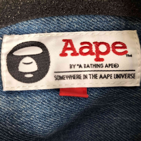 エーエイプバイアベイシングエイプ AAPE BY A BATHING APE エンボス加工 ワンポイントロゴ刺繍2Pデニムジャケット メンズ JPN:L
