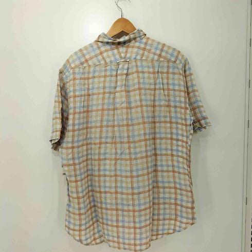 T.M.Lewin 80-90s 総リネン チェック柄 ショートスリーブシャツ メンズ import:L