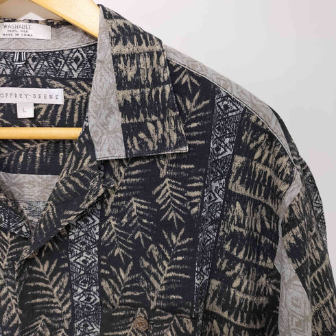 ジェフリービーン GEOFFREY BEENE 80-90s 総柄 総シルク ショートスリーブ オープンカラーシャツ メンズ import:L