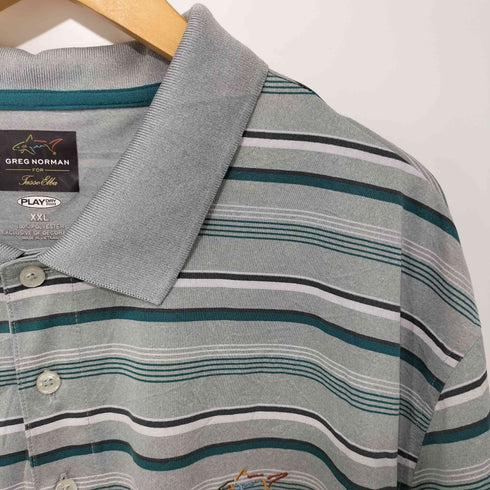 グレッグノーマン GREG NORMAN 80-90s ボーダー柄 ショートスリーブポロシャツ メンズ XXL