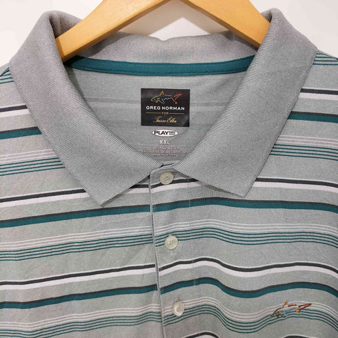 グレッグノーマン GREG NORMAN 80-90s ボーダー柄 ショートスリーブポロシャツ メンズ XXL