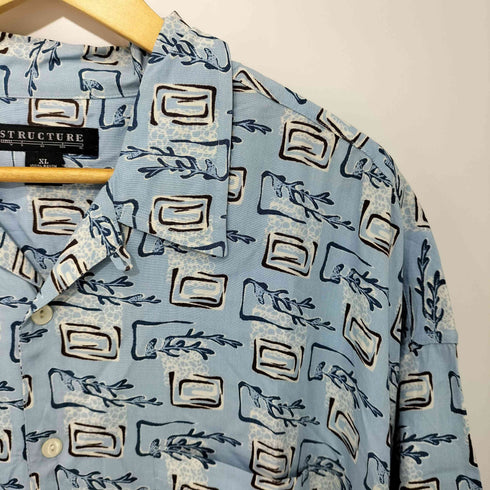 ストラクチャー STRUCTURE 80-90s 総柄 レーヨン ショートスリーブ オープンカラーシャツ メンズ import:XL