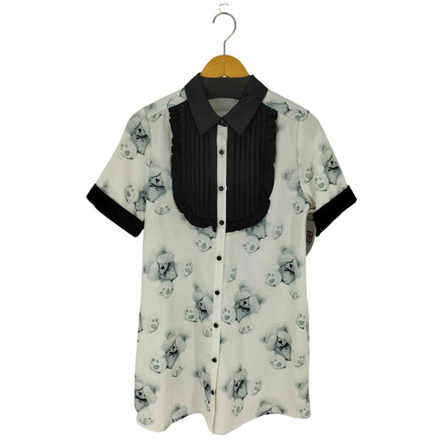 フリル襟プリントS/Sロングシャツ クマ サブカル 地雷 レディース JPN:M