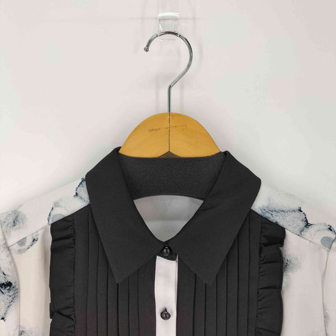 フリル襟プリントS/Sロングシャツ クマ サブカル 地雷 レディース JPN:M