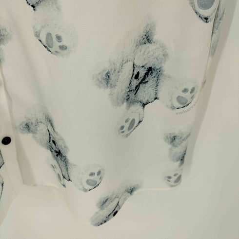 フリル襟プリントS/Sロングシャツ クマ サブカル 地雷 レディース JPN:M
