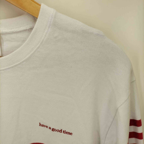ハブアグッドタイム HAVE A GOOD TIME ロゴプリントクルーネックボーダーTシャツ レディース JPN:M