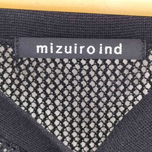 ミズイロインド mizuiro ind メッシュ柄Vネックロングカーディガン レディース