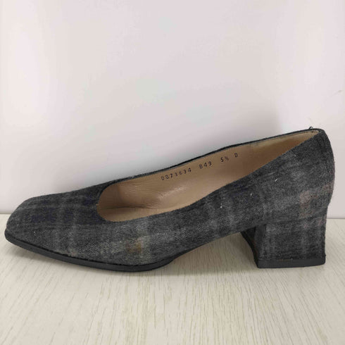 サルヴァトーレフェラガモ Salvatore Ferragamo スクエアトゥ チェック柄 パンプス レディース 5 1/2