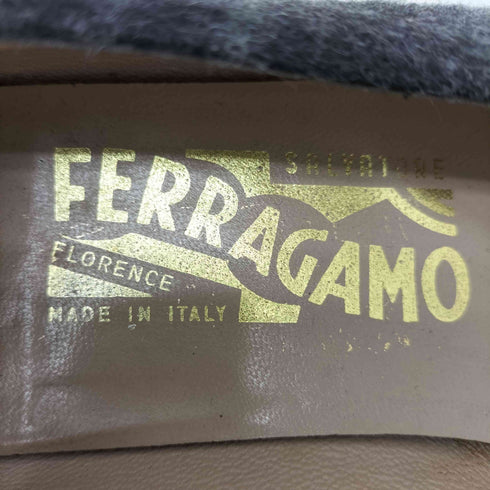 サルヴァトーレフェラガモ Salvatore Ferragamo スクエアトゥ チェック柄 パンプス レディース 5 1/2