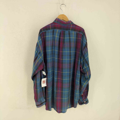 ラルフローレン RALPH LAUREN 90s MADE IN INDIA スモールポニー刺繍 ボタンダウンチェックL/Sシャツ メンズ import:XL