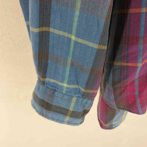 ラルフローレン RALPH LAUREN 90s MADE IN INDIA スモールポニー刺繍 ボタンダウンチェックL/Sシャツ メンズ import:XL