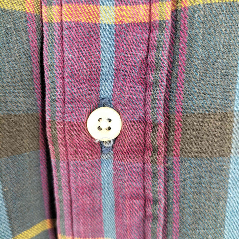 ラルフローレン RALPH LAUREN 90s MADE IN INDIA スモールポニー刺繍 ボタンダウンチェックL/Sシャツ メンズ import:XL