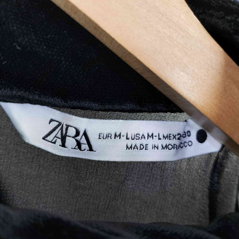 ザラ ZARA ベロアリブ切替 ドルマンスリーブ シアートップス レディース M-L