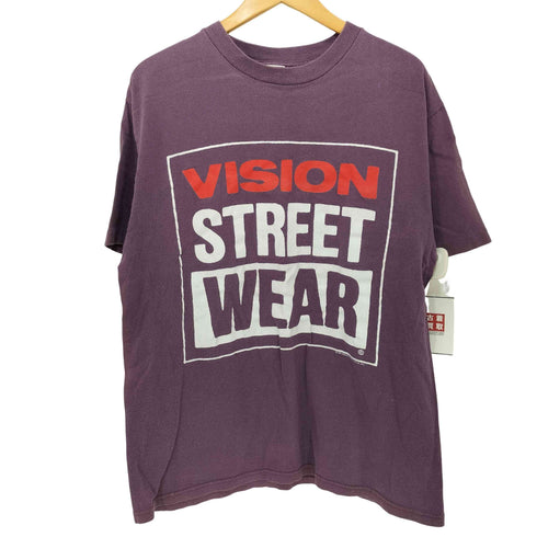 ヴィジョンストリートウェア VISION STREET WEAR ©1987 USA製 両面ロゴプリント クルーネックTシャツ メンズ import:L