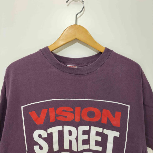 ヴィジョンストリートウェア VISION STREET WEAR ©1987 USA製 両面ロゴプリント クルーネックTシャツ メンズ import:L