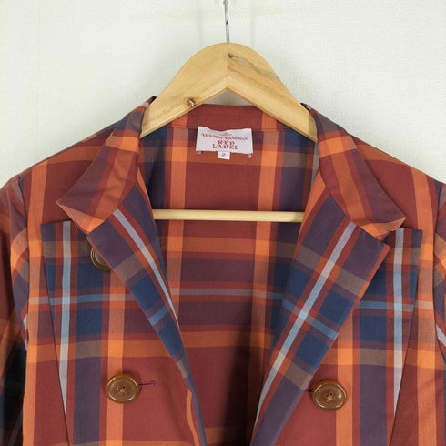 ヴィヴィアンウエストウッドレッドレーベル Vivienne Westwood RED LABEL チェック柄 アシンメトリー 8Bジャケット レディース US:0-2