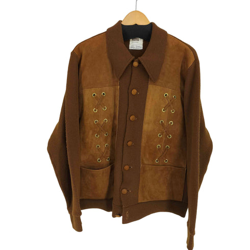 モンゴメリーワード MONTGOMERY WARD 70s スウェード x アクリルニット レースアップジャケット メンズ import:XL