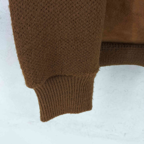 モンゴメリーワード MONTGOMERY WARD 70s スウェード x アクリルニット レースアップジャケット メンズ import:XL