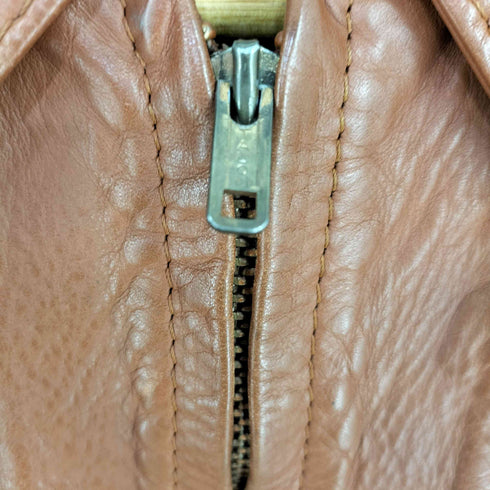 70s natural comfort ジップアップ 4Pパキスタンレザージャケット棒TALON メンズ US:40