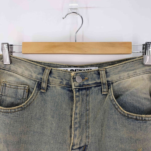 BLACKUP WASHED DENIM PANTS ウォッシュドバギーデニムパンツ Y2K ダメージド レディース ONE SIZE