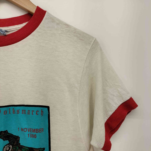 80S USA製 7th Annual Dolksmarch プリント S/S リンガーTシャツ メンズ