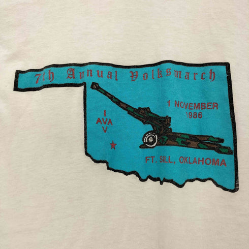 80S USA製 7th Annual Dolksmarch プリント S/S リンガーTシャツ メンズ