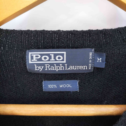 ポロバイラルフローレン Polo by RALPH LAUREN ポニー刺繍 ショルダー エルボーパッチ ウール クルーネックニット メンズ import:M