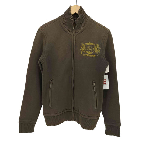 バーバリーブラックレーベル BURBERRY BLACK LABEL スウェット地 裏起毛 ロゴプリント トラックジャケット レディース JPN:2