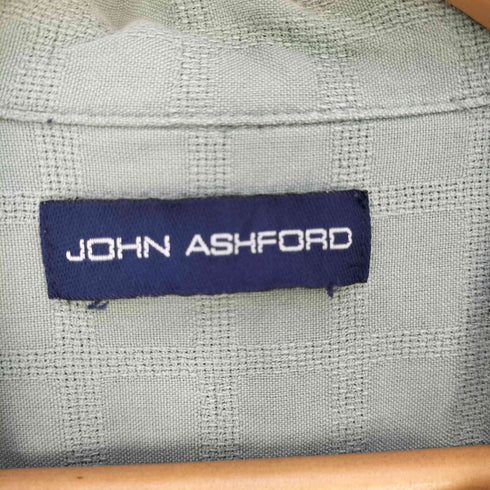 ジョンアッシュフォード JOHN ASHFORD 格子柄 シルク 開襟オープンカラーシャツ メンズ import:M