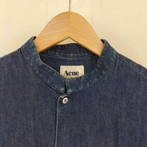 アクネ Acne シェルボタン バンドカラーインディゴデニムシャツ メンズ EUR:48