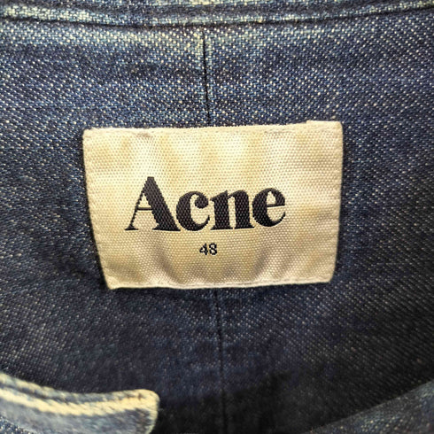 アクネ Acne シェルボタン バンドカラーインディゴデニムシャツ メンズ EUR:48