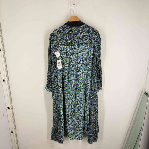 ニコアンド niko and... レーヨン混 花柄切替 ノーカラーシャツ マキシワンピース レディース JPN:M