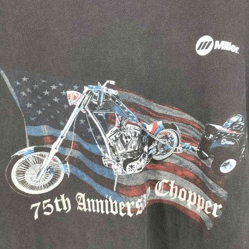 Miller 75th Annibersary Chopper バイクプリント クルーネックTシャツ メンズ