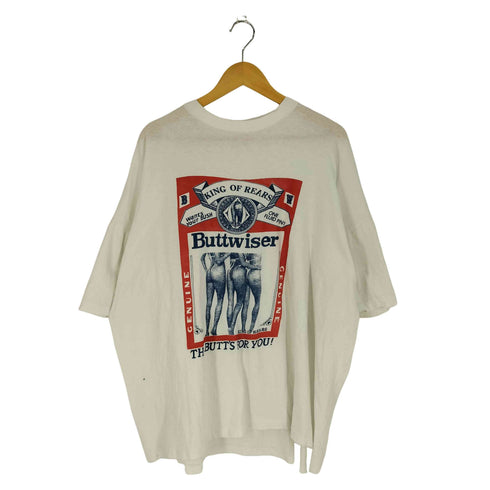 MAIN&CO. 90s シングルステッチ Buttwiser プリント クルーネックTシャツ メンズ import:XL