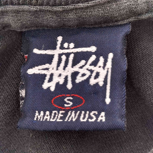 ステューシー Stussy 90S 紺タグ USA製 ドラゴンプリントクルーネックTシャツ 裾袖シングル チビT メンズ JPN:S