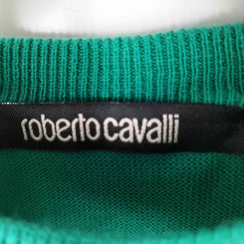 ロベルトカヴァリ roberto cavalli ハイゲージロゴ刺繍クルーネックニット ライトオンス レディース import:S
