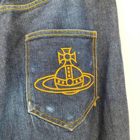 ヴィヴィアンウエストウッドマン Vivienne Westwood MAN オーブ刺繍 クロップドインディゴデニムパンツ メンズ JPN:48