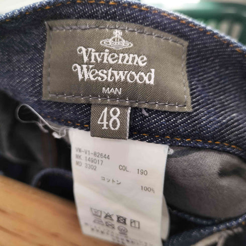 ヴィヴィアンウエストウッドマン Vivienne Westwood MAN オーブ刺繍 クロップドインディゴデニムパンツ メンズ JPN:48
