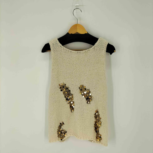 ザラ ZARA 24SS スパンコールニットベスト 透け レディース import:L