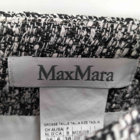 マックスマーラ MAX MARA 白タグ 裾フリンジ ツイードスカート 膝丈 レディース JPN:40