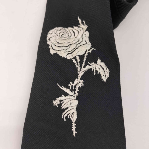 アレキサンダーマックイーン Alexander McQueen ローズ刺繍 シルクネクタイ メンズ
