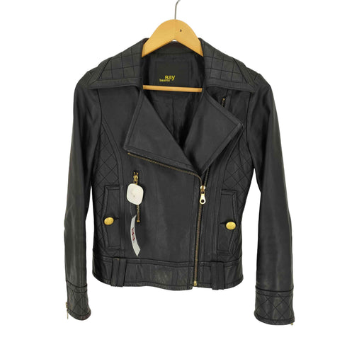 レイビームス Ray BEAMS 金ボタン シープスキン レザー ライダース ジャケット レディース