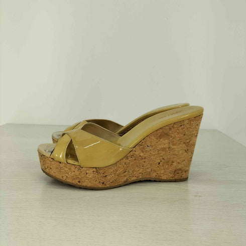 ジミーチュウ JIMMY CHOO PATENT LEATHER NUDE メタルトゥ ウェッジソール エスパドリーユ レディース 36 1/2